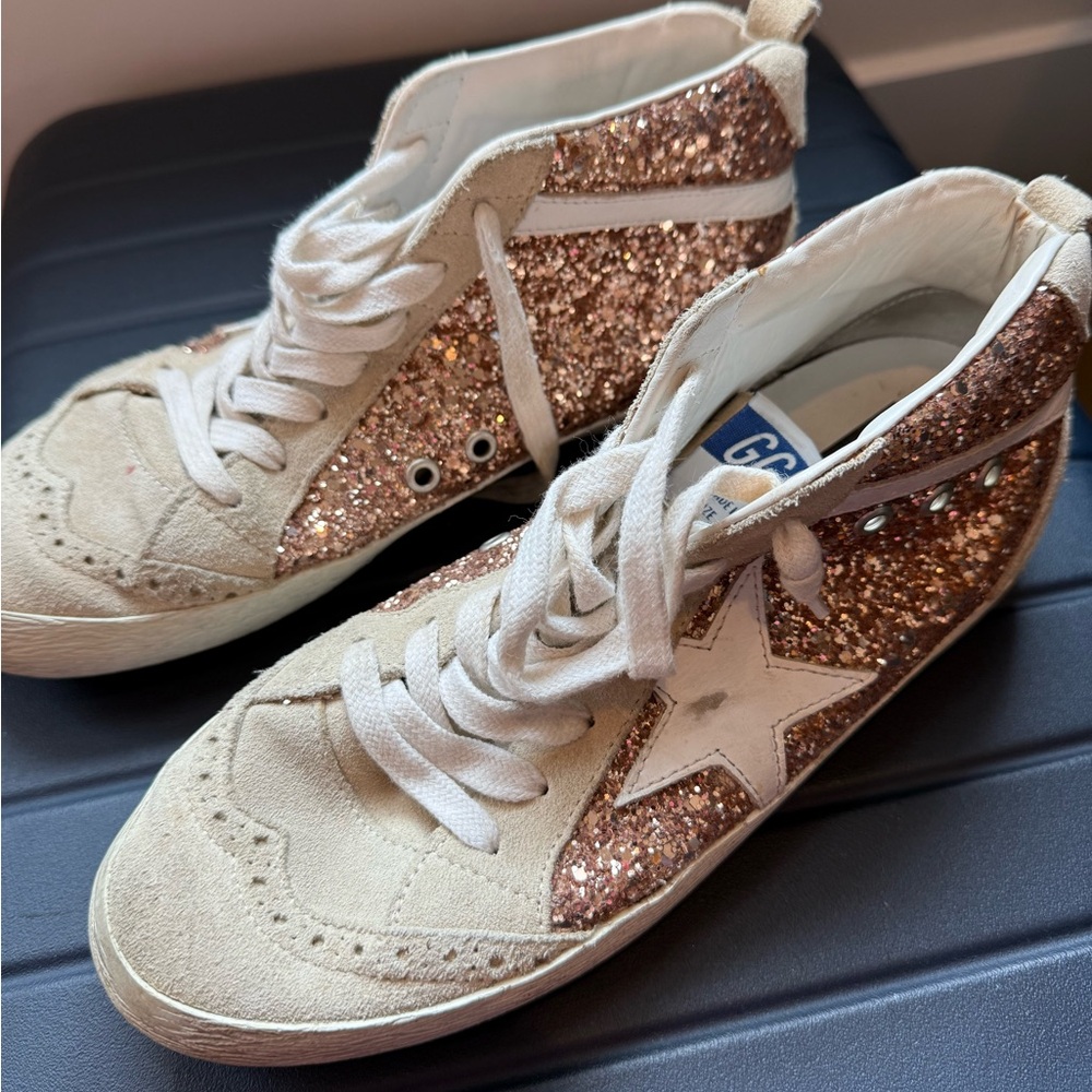 Golden Goose Women's Mid Star with pink glitter